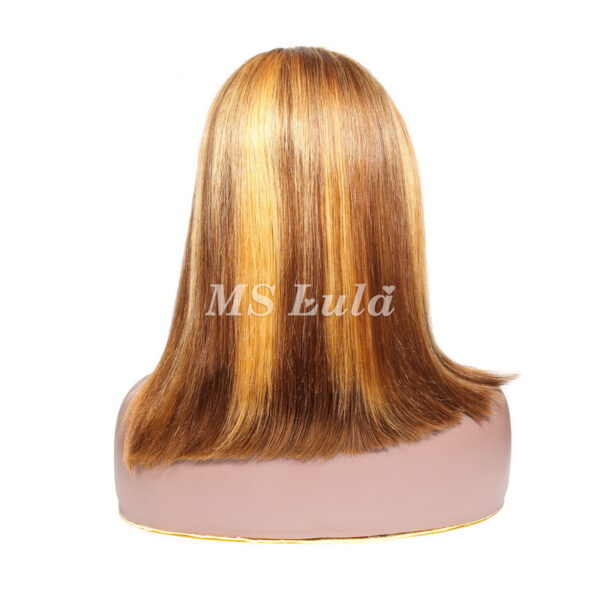 Honey Blonde Highlight #4/27 Straight 13x4 BOB Lace Front Wig (Full Frontal Wig) - Image 4